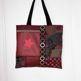 Sac artisanal patchwork rouge pièce unique