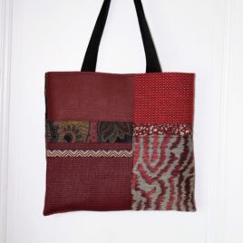 Sac artisanal patchwork rouge pièce unique