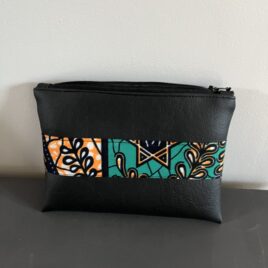 Pochette en simili cuir et wax