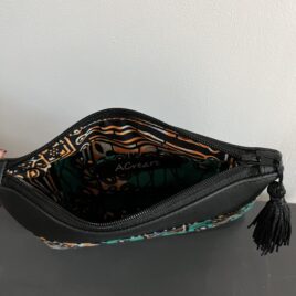 Pochette en simili cuir et wax