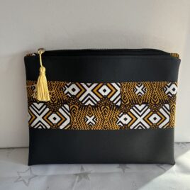 Pochette en simili cuir et wax