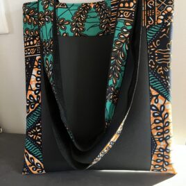 Sac tote bag en simili cuir et wax. Taille S